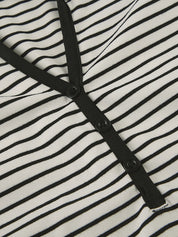 Hooded Striped Loose-Fitting Long-Sleeved Top