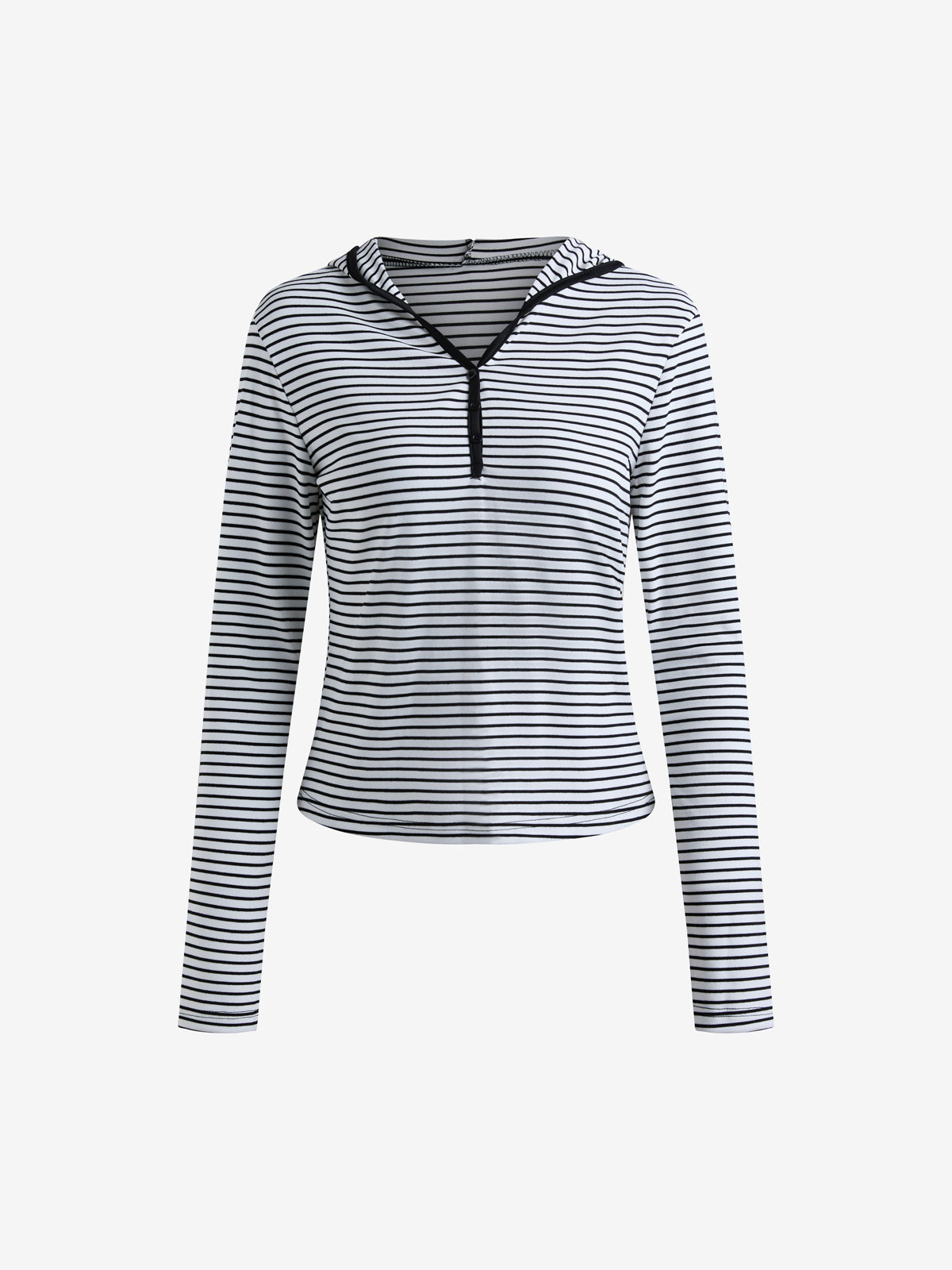 Hooded Striped Loose-Fitting Long-Sleeved Top
