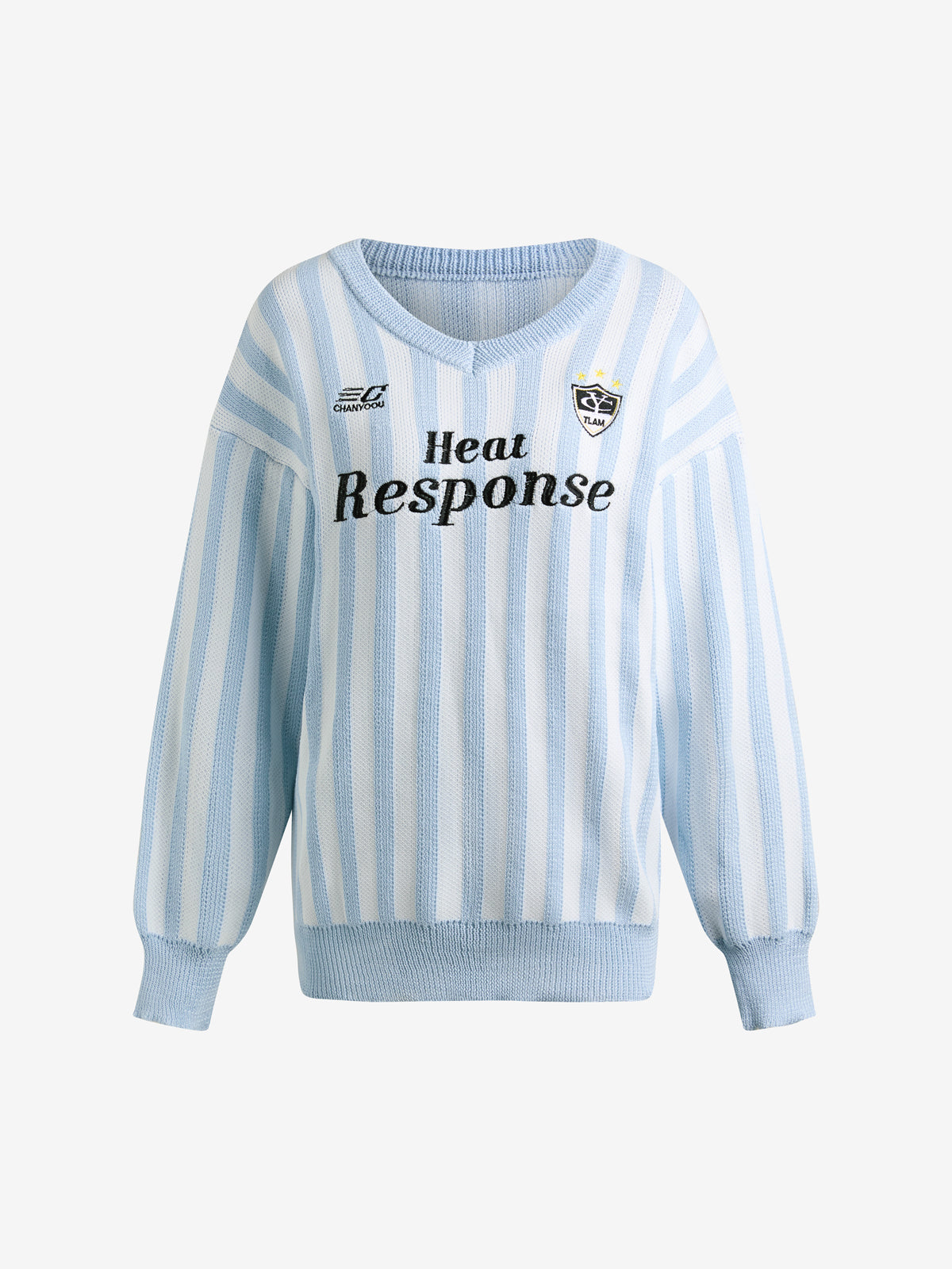 American Retro Striped V-Neck Sweater