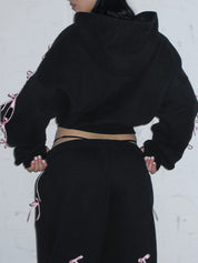 Openwork Bow American Retro Cardigan Jacket Hoodie