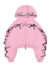 Openwork Bow American Retro Cardigan Jacket Hoodie