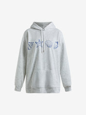Hand-Painted Shell Embroidered Hooded Sweatshirt