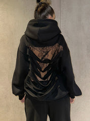 Ripped Lace Spliced Sweatshirts