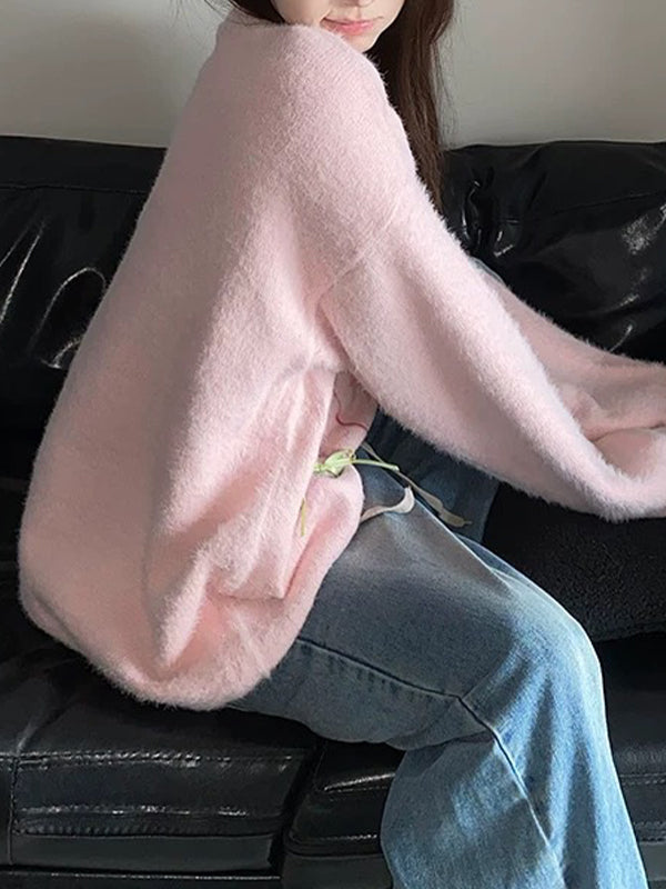 Faux Mink Fur Cartoon Dog Pattern Sweater