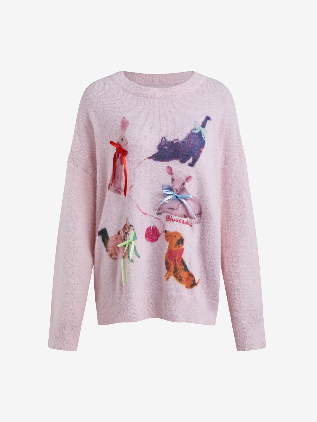 Faux Mink Fur Cartoon Dog Pattern Sweater