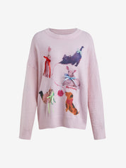 Faux Mink Fur Cartoon Dog Pattern Sweater