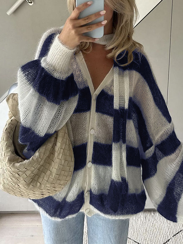 Striped Scarf Sweater Cardigan