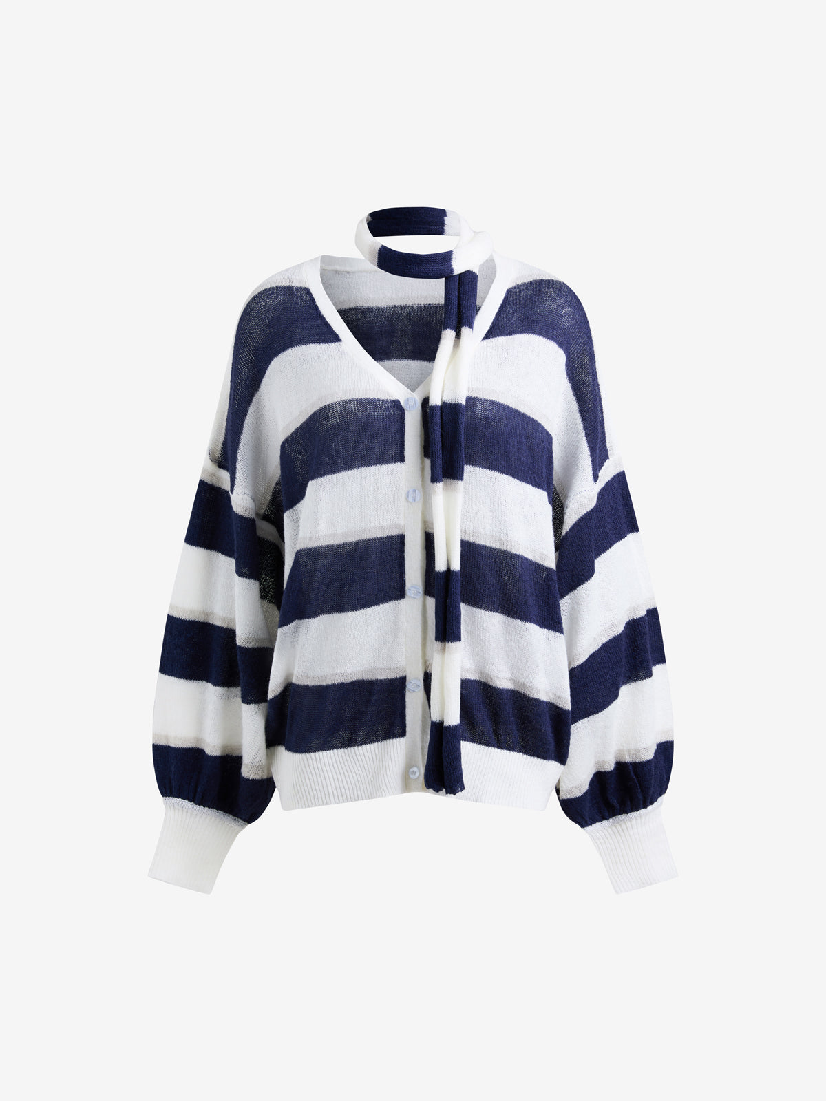 Striped Scarf Sweater Cardigan