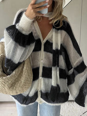 Striped Scarf Sweater Cardigan