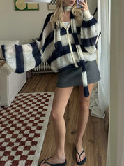 Striped Scarf Sweater Cardigan