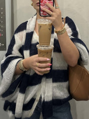 Striped Scarf Sweater Cardigan