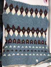 Fair Isle Patterned Loose-Fitting Pullover Sweater Cardigan