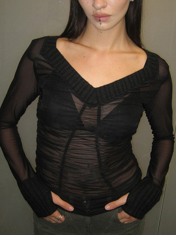 Spicy Girl Style Mesh Long Sleeve