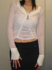 Spicy Girl Style Mesh Long Sleeve