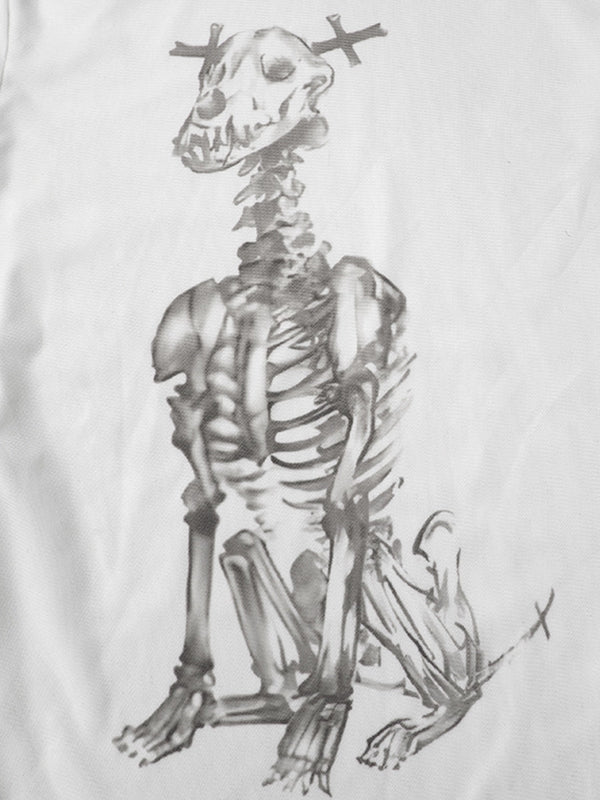 Skull Print Mesh Panels Long Sleeve