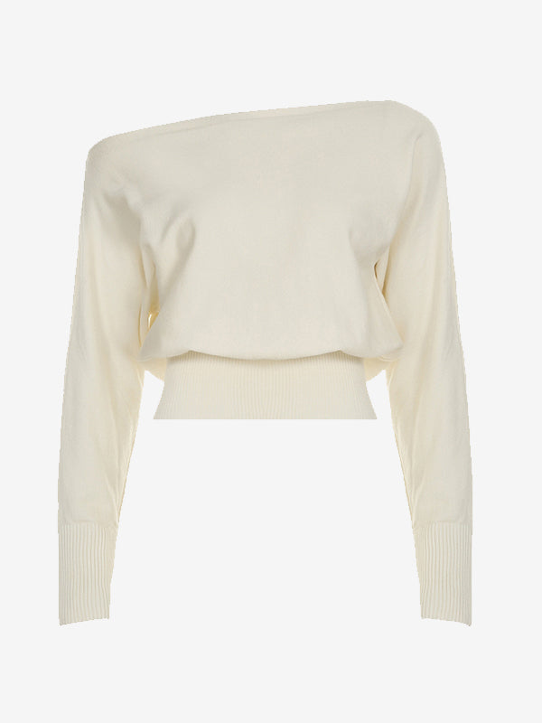 Slanted Neck Loose Waist Sweaters