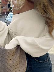 Slanted Neck Loose Waist Sweaters