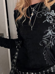 Star Print Oversized Long Sleeve