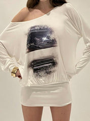 Lips Print Oversized Long Sleeve