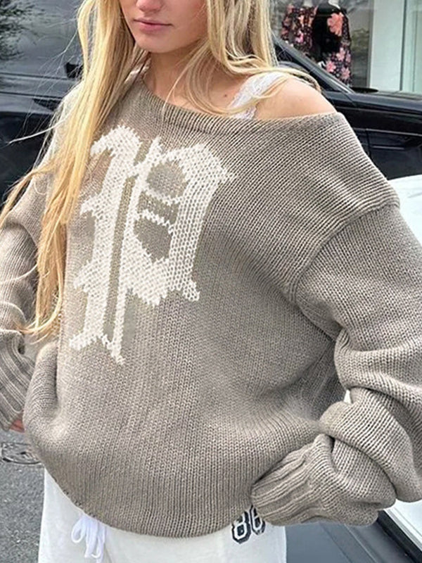 English Printed Pullover Sweaters