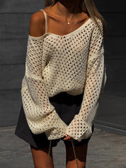 Cutout Mesh Oversized Long Sleeve