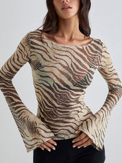 Zebra Print Form-Fitting Long Sleeve