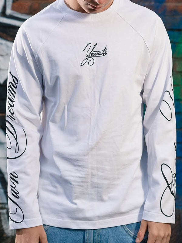 Handwritten Print  Oversized Long Sleeve