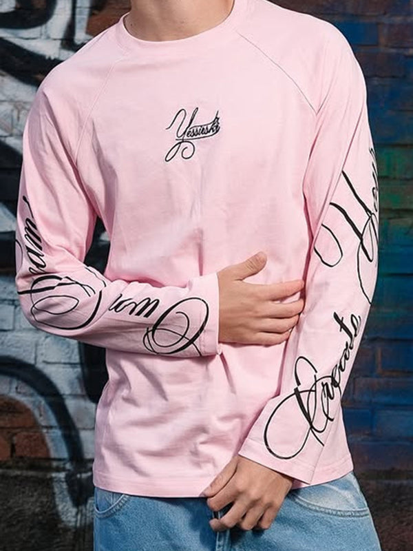 Handwritten Print  Oversized Long Sleeve