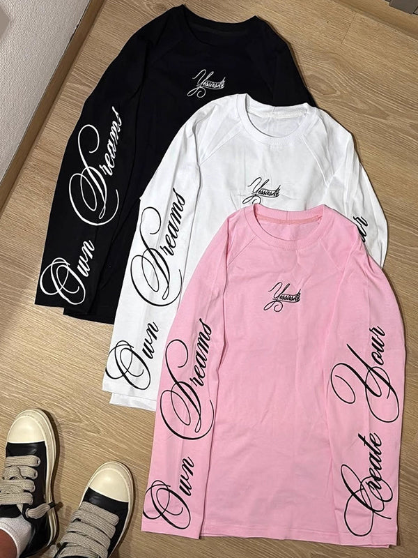 Handwritten Print  Oversized Long Sleeve