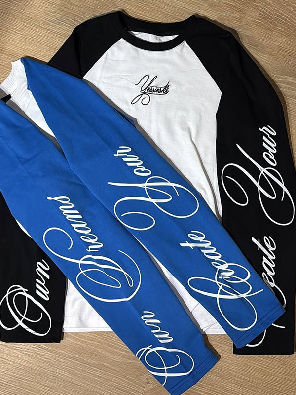 Handwritten Print  Oversized Long Sleeve