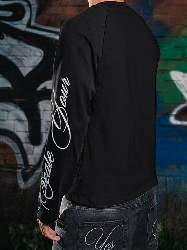 Handwritten Print  Oversized Long Sleeve