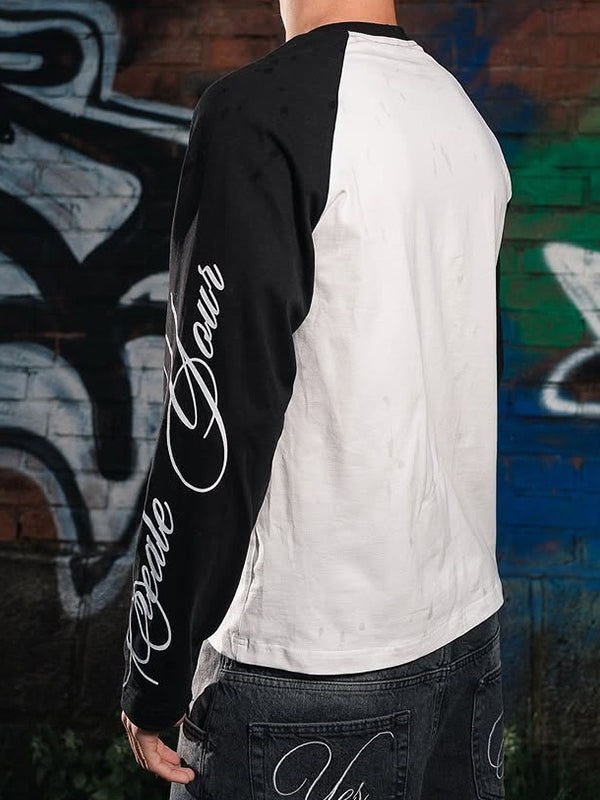 Handwritten Print  Oversized Long Sleeve