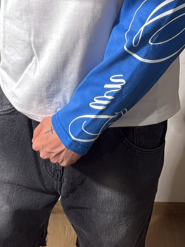 Handwritten Print  Oversized Long Sleeve