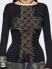 3D Cross Print Long Sleeve