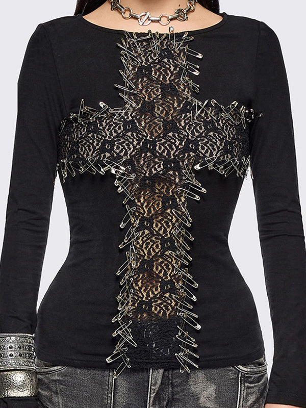 3D Cross Print Long Sleeve