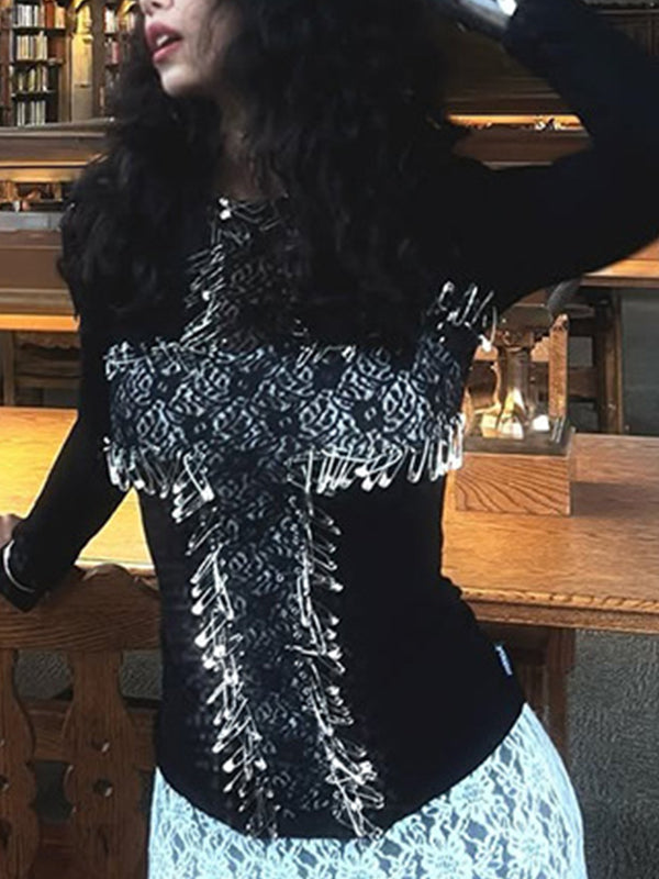 3D Cross Print Long Sleeve