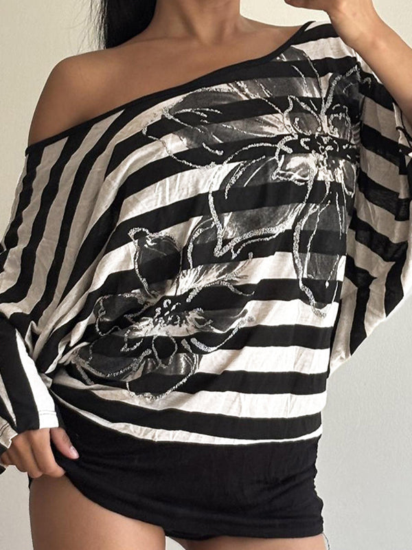 Retro Striped Print Long Sleeve