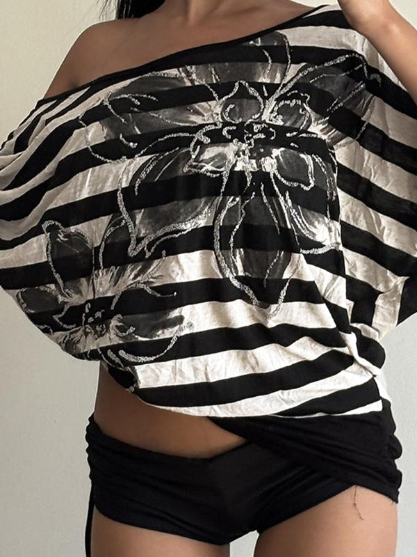 Retro Striped Print Long Sleeve