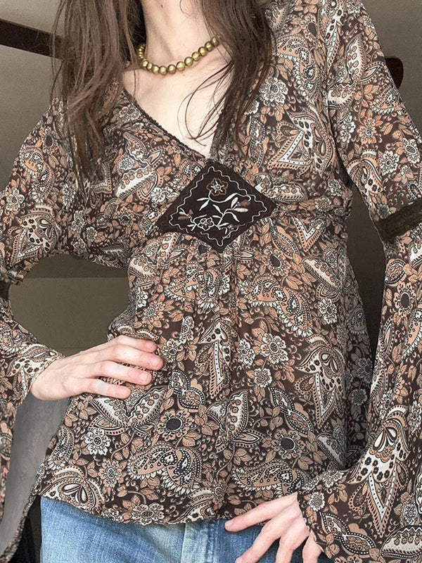 Ethnic Floral Print Long Sleeve