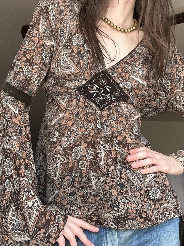 Ethnic Floral Print Long Sleeve
