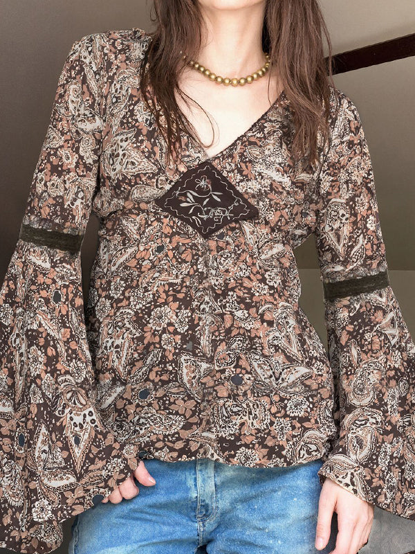 Ethnic Floral Print Long Sleeve