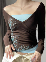 Retro Floral Print Long Sleeve