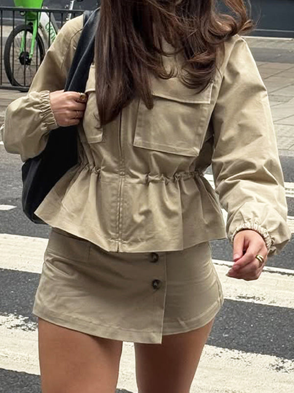 Workwear Pleating Shirts Long Sleeves