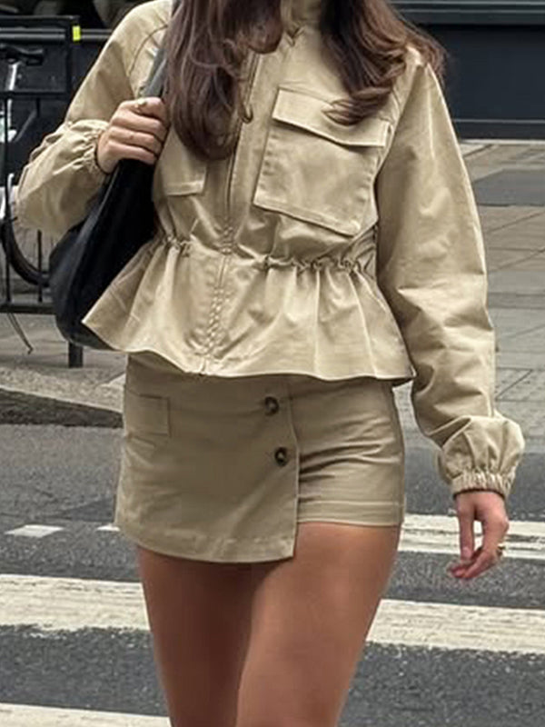 Workwear Pleating Shirts Long Sleeves