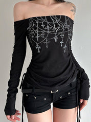 Retro Pendant Print Long Sleeve