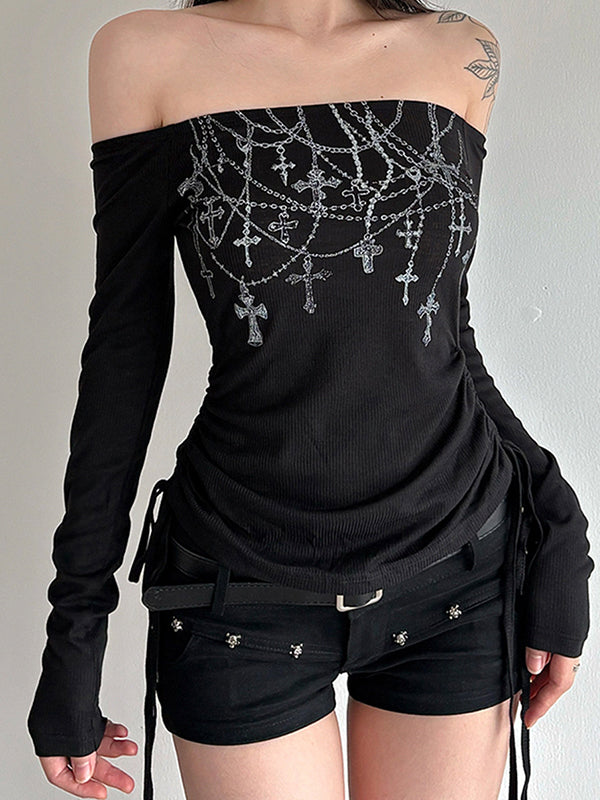 Retro Pendant Print Long Sleeve