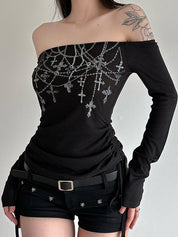 Retro Pendant Print Long Sleeve