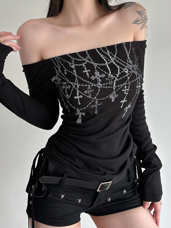 Retro Pendant Print Long Sleeve