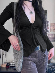 Drawstring Slimming Long Sleeve