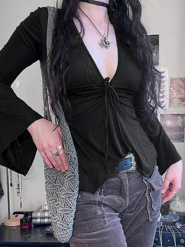 Drawstring Slimming Long Sleeve